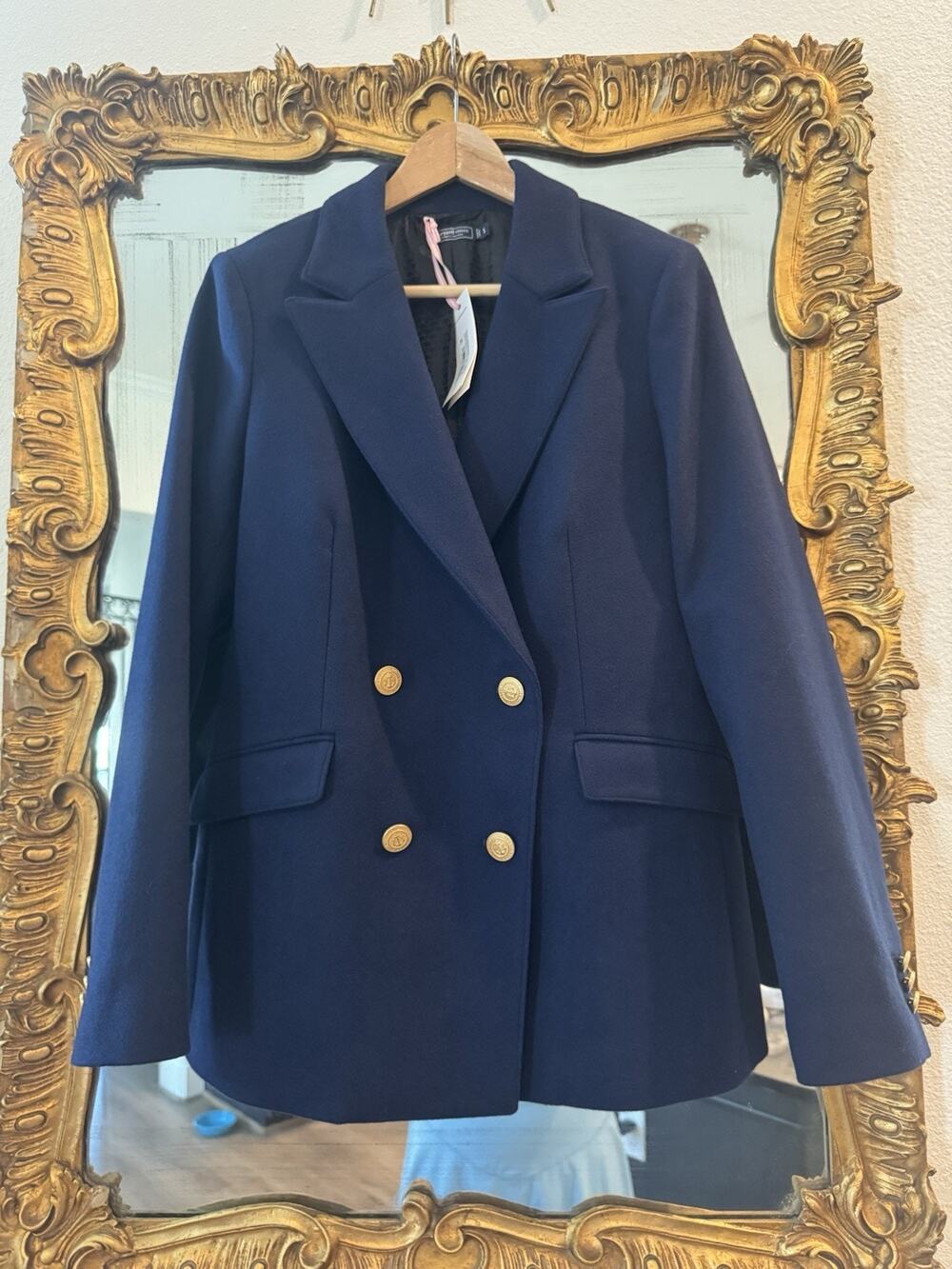 Vineyard Vines Navy Wool Double Breasted Nautical Blazer Gold Buttons Size S